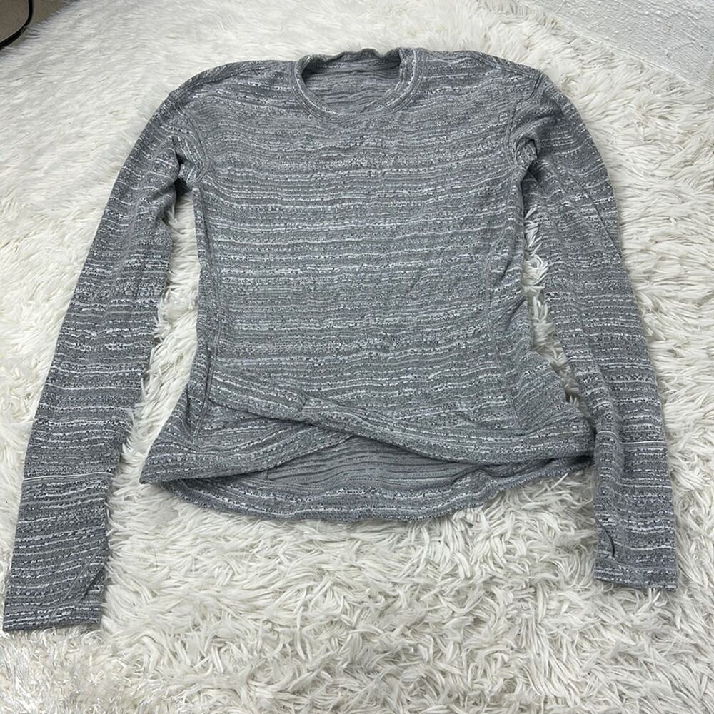Lululemon Close to Crossing Long Sleeve *Rulu Vivid Stripe Jacquard Asphalt Whit